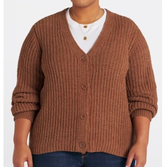 love ellie Sweaters - Love Ellie Audrey Chenille Knit Sweater with Puff Sleeves and Large Buttons